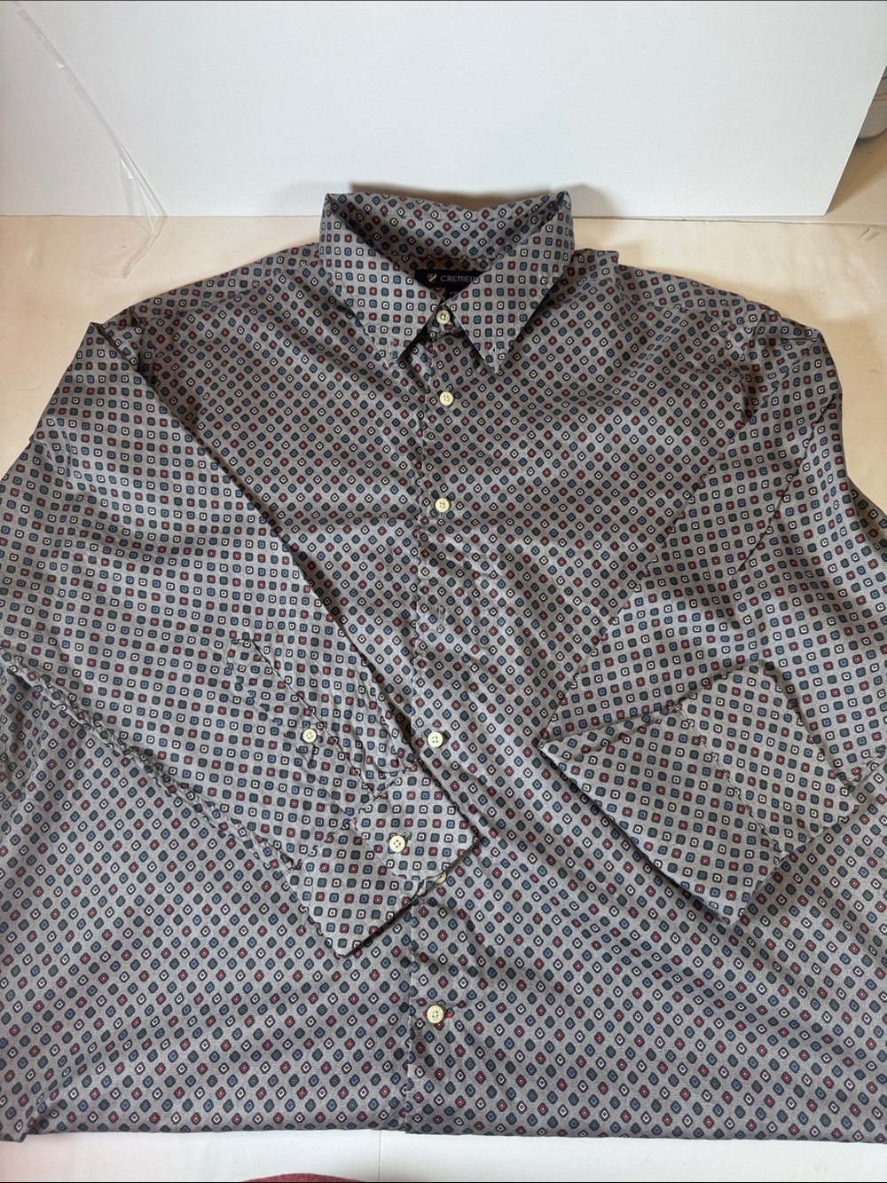 Daniel Cremieux Gray Patterned Long-Sleeve Dress Shirt